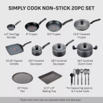 Juego de utensilios de cocina antiadherentes T-fal Simplemente cocinar de 20 piezas - Imagen de 2